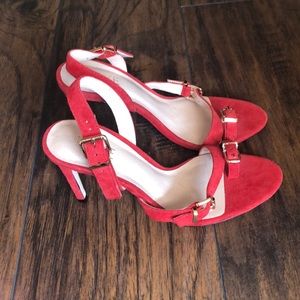 Revolve Clothing Raye Red Suede Toe Sandals 8.5